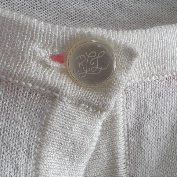 Lauren Ralph Lauren Ivory Cardigan Short Sleeve Button Light Sweater Size M - Picture 5 of 7